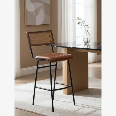The Range Buffalo Tan Leather Bar Chair - Black