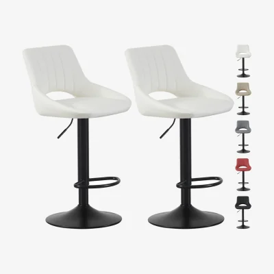 The Range MCC Direct Set of 2 Height Adjustable Bar Stools Stella - Cream