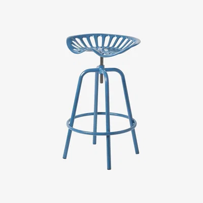 The Range Vintage Style Metal Adjustable Tractor Seat Bar Stool - Blue