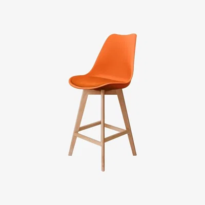 The Range Soho Bar Stool with Light Wood Legs - Orange