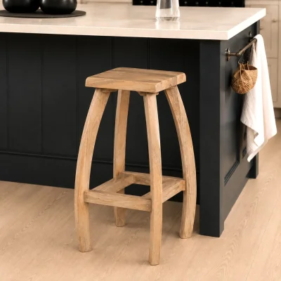 The Range 72cm Solid Mango Wood Bar Stool - Light Oak