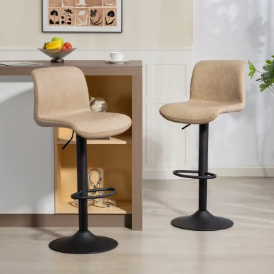 The Range HOMCOM Height Adjustable Bar Stools Set of 2 w Footrest - Brown
