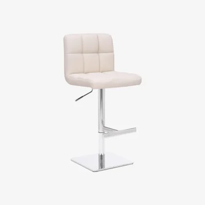 The Range Allegro Deluxe Kitchen Bar Stool, Adjustable Swivel, Chrome Footrest & Weighted Base, White - Cream