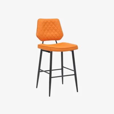 The Range Pair Of Garrick Real Leather Bar Stools - Orange