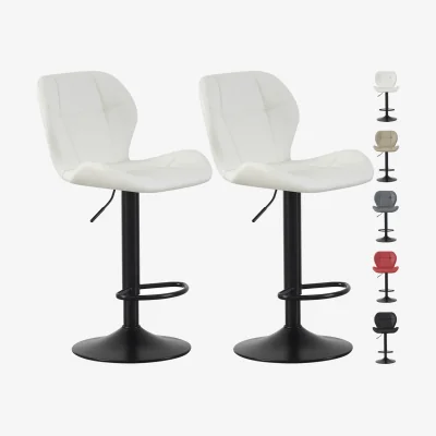 The Range MCC Direct Set of 2 Height Adjustable Bar Stools Stacey, Cream - Cream