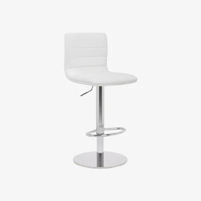 The Range Deluxe Aldo White Bar Stool - Height Adjustable Swivel Breakfast Barstool - White