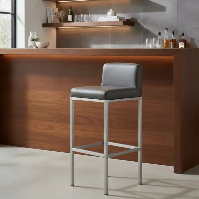 The Range Baina Black And Chrome Finish Bar Chair - Black
