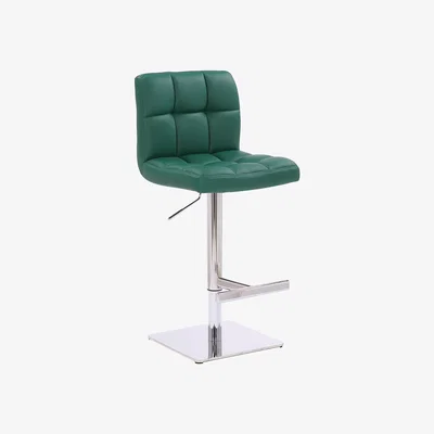 The Range Allegro Deluxe Kitchen Bar Stool, Adjustable Swivel, Chrome Footrest & Weighted Base, White - Sage Green
