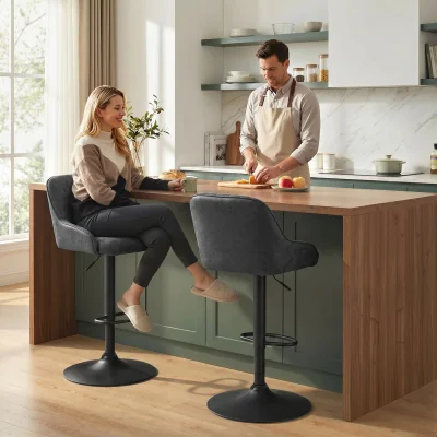 The Range HOMCOM Bar Stools Set of 2 Adjustable Swivel Counter Height Black - Black