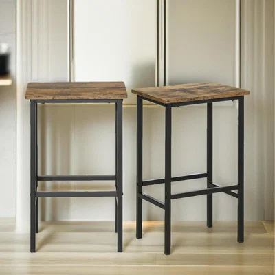 The Range Industrial 2PC Barstools Counter Height Rustic - Brown