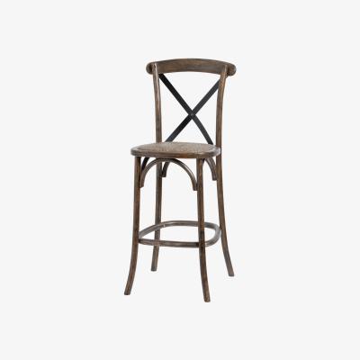 The Range Oak Cross Back Bar Stool - Brown