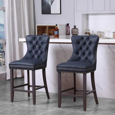 The Range Adrianna Faux Leather Barstool  - Navy