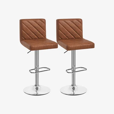 The Range Set of 2 Modern PU Leather Swivel Bar Stools Dining Chairs - Retro Brown