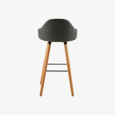 The Range Stockholm Grey Faux Leather Bar Stool with Beechwood Legs - Grey