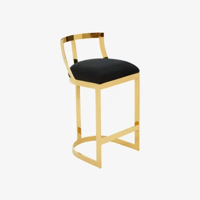 The Range Azalea Black Velvet Bar Stool - Gold