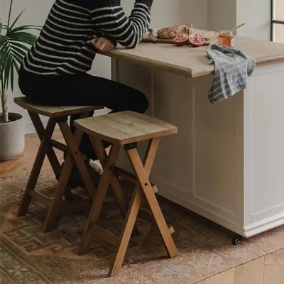 The Range Set of 2 Shire Folding Bar Stools 64cm Tall - Golden Brown