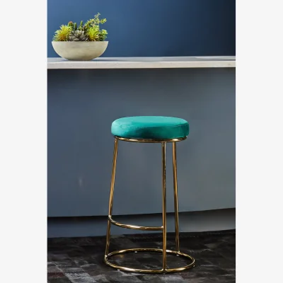 The Range Manhattan Green Velvet Bar Stool - Green