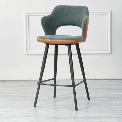 The Range 2 x Kai Bar Chair Velvet And PU Leather Black Legs - Black / Tan