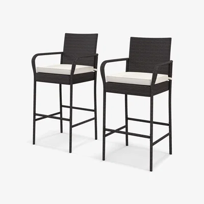 The Range Patio Wicker Barstools Set of 2 - Brown