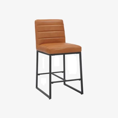 The Range Carlton Real Leather Bar Stool - Light Brown