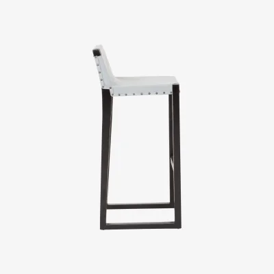The Range Kendari Grey Leather Bar Stool - Black