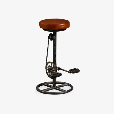 The Range Reclaimed Metal Cycle Paddle Bar Stool - Brown