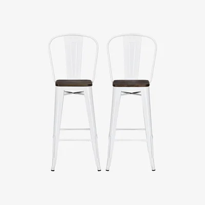 The Range Luxor (US) 30in Metal Bar Stool 2PK - White
