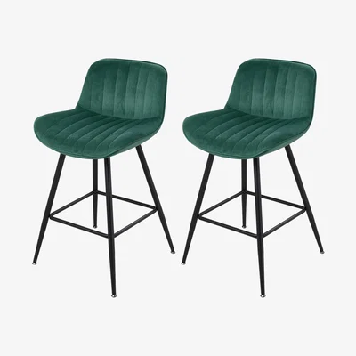 The Range Livingandhome 2PCS PU Leather Upholstered vertical striped Bar Stools - Green