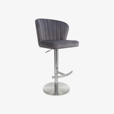 The Range Sigma Brushed Velvet Bar Stool - Grey