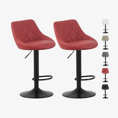 The Range MCC Direct Set of 2 Height Adjustable Bar Stools Stanley - Red