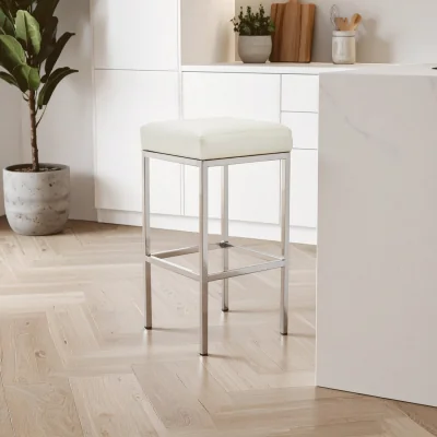 The Range Baina White And Chrome Finish Bar Stool - White