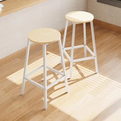The Range Set of 2 Round Bar Stools - White