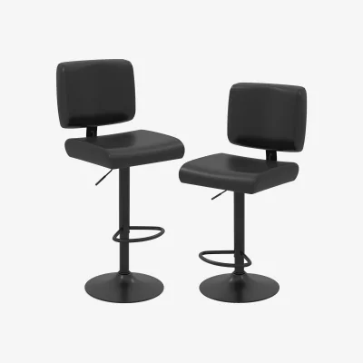 The Range Set of 2 Modern Swivel Bar Chairs - Black