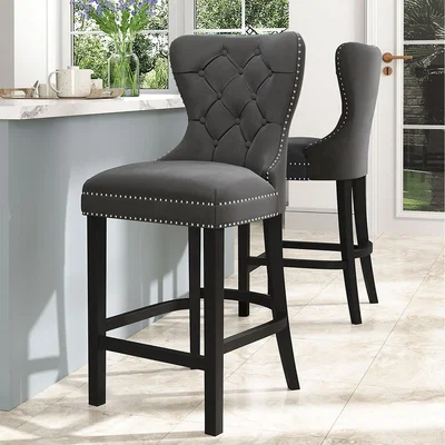 The Range Velvet Bar Chair - Black