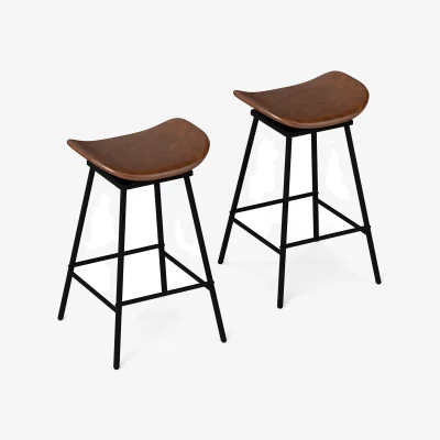 The Range Set of 2 Swivel Barstools - Brown