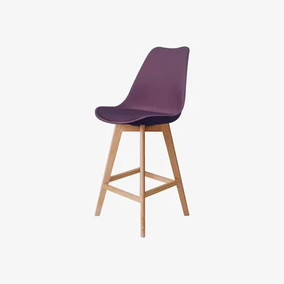 The Range Soho Bar Stool with Light Wood Legs - Aubergine