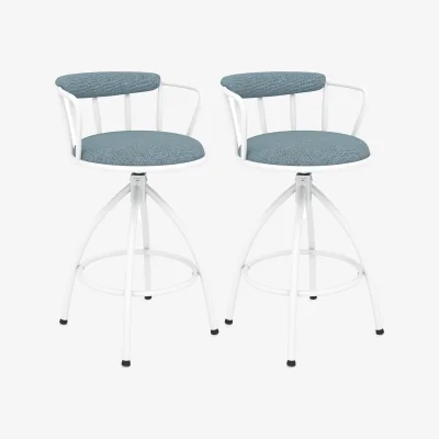 The Range Set of 2 Upholstered Barsools - Blue