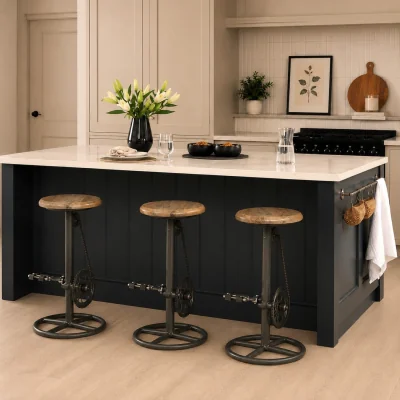 The Range 77cm Industrial Bar Stool with Pedal Design - Light Oak