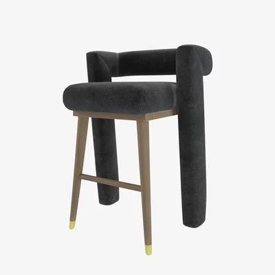 Sofa.com Fonda Bar Stool in Raven Speckled Chenille