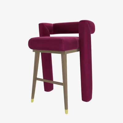 Sofa.com Fonda Bar Stool in Persian Rose Smart Velvet