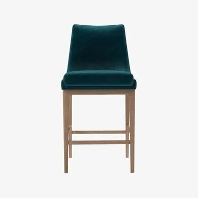 Sofa.com Basil Bar Stool in Deep Turquoise Cotton Matt Velvet
