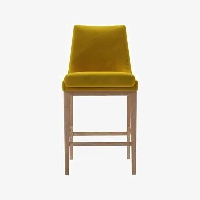 Sofa.com Basil Bar Stool in Canary Cotton Matt Velvet