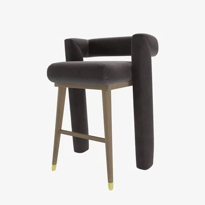 Sofa.com Fonda Bar Stool in Shale Aquaclean Clever Velvet