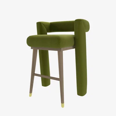 Sofa.com Fonda Bar Stool in Vine Leaf Organic Smart Cotton