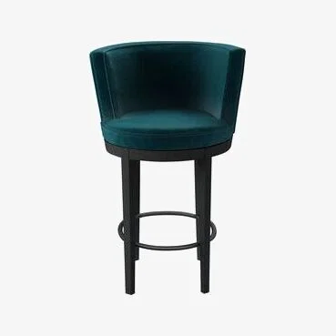 Sofa.com Margaux Bar Stool in Deep Turquoise Cotton Matt Velvet