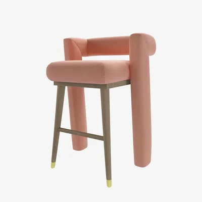 Sofa.com Fonda Bar Stool in Sakura Pink Organic Smart Cotton