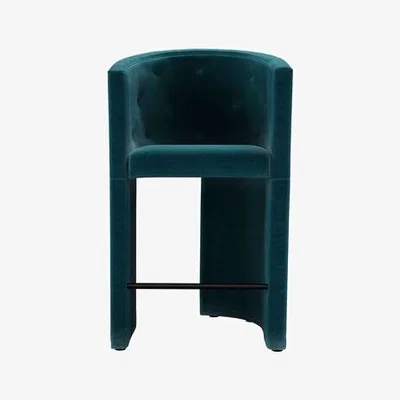 Sofa.com Coco Bar Stool in Deep Turquoise Cotton Matt Velvet