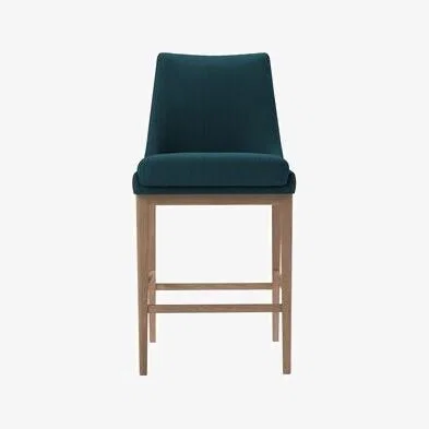 Sofa.com Basil Bar Stool in Evergreen  Brushed Linen Cotton