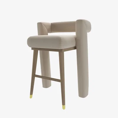 Sofa.com Fonda Bar Stool in Elderflower Organic Smart Cotton