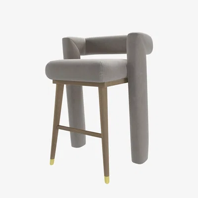 Sofa.com Fonda Bar Stool in Nimbus Aquaclean Clever Velvet